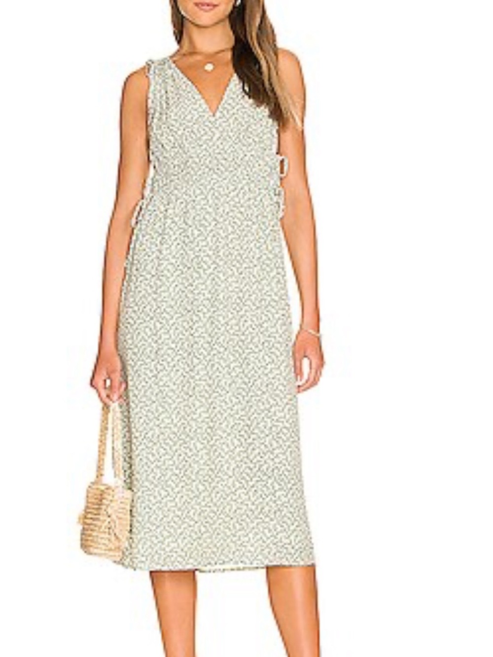 Rails Sleeveless V-Neck Cream Printed Midi Dress